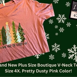 Brand New With Tags! Very Pretty Plus Size Christmas V-Neck